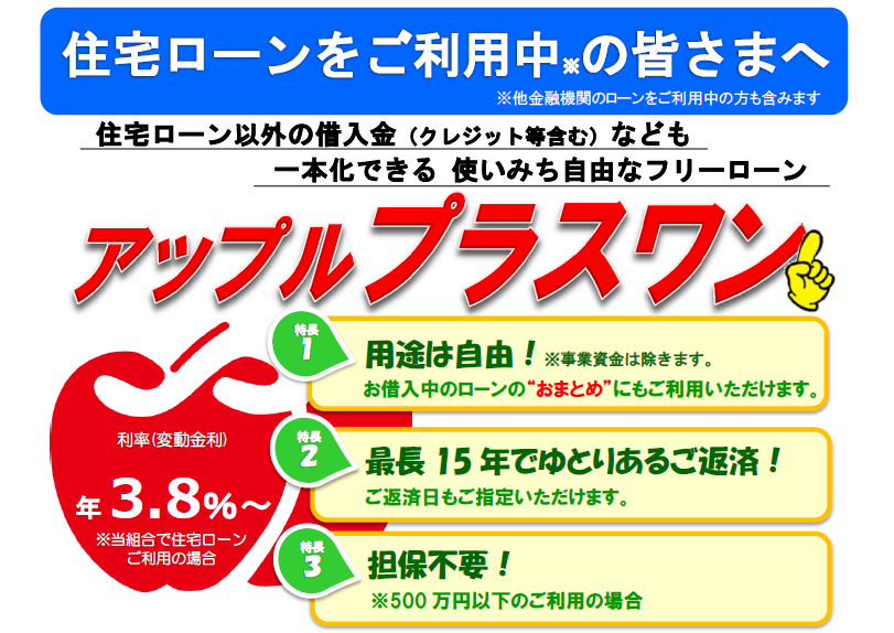 北郡信用組合 フリーローン アップルプラスワン